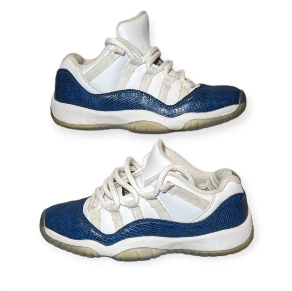 Nike Air Jordan 11 Retro Sneakers Low Top Snake Navy White CD6847-102 Size 5Y